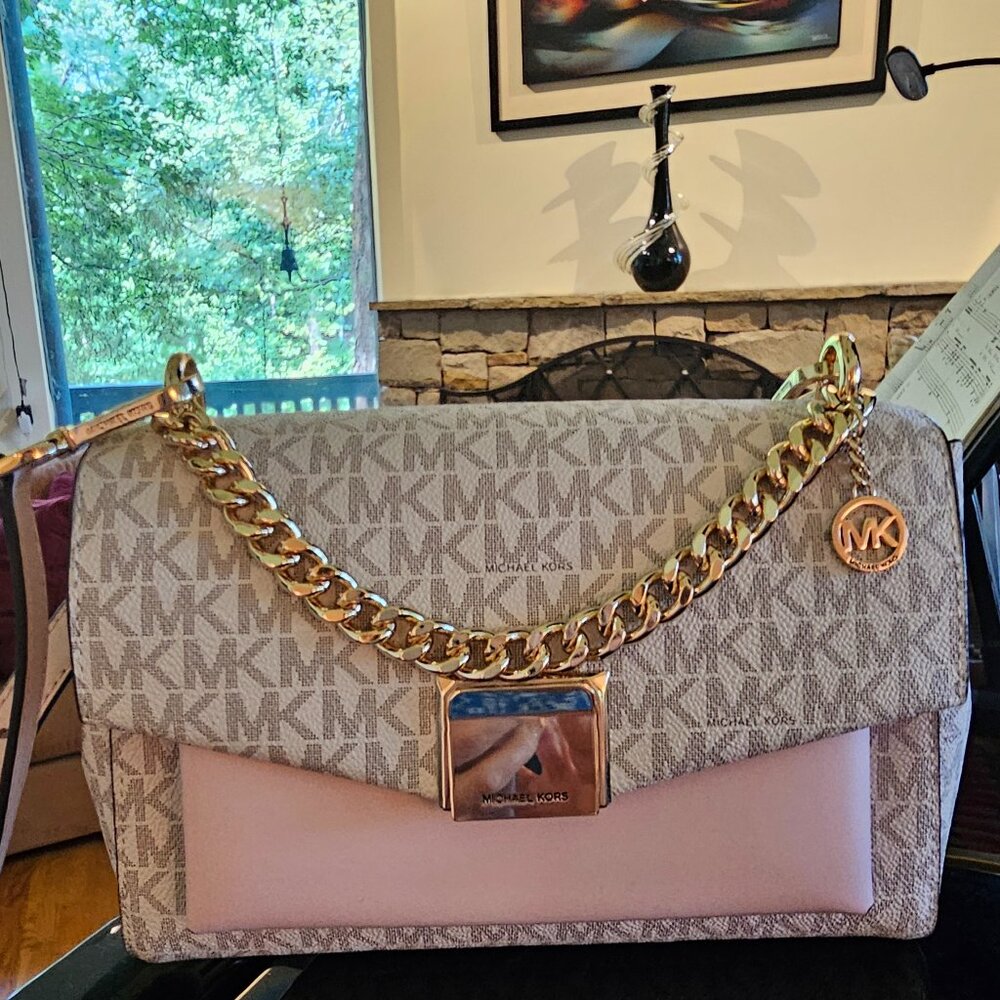 NWOT Michael Kors Lita Medium Two-Tone Logo Crossbody Bag
